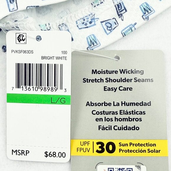 PGA Tour Mens UPF 30 Moisture Wicking Stretch Bright White Polo Shirt Size L NWT - Picture 5 of 9